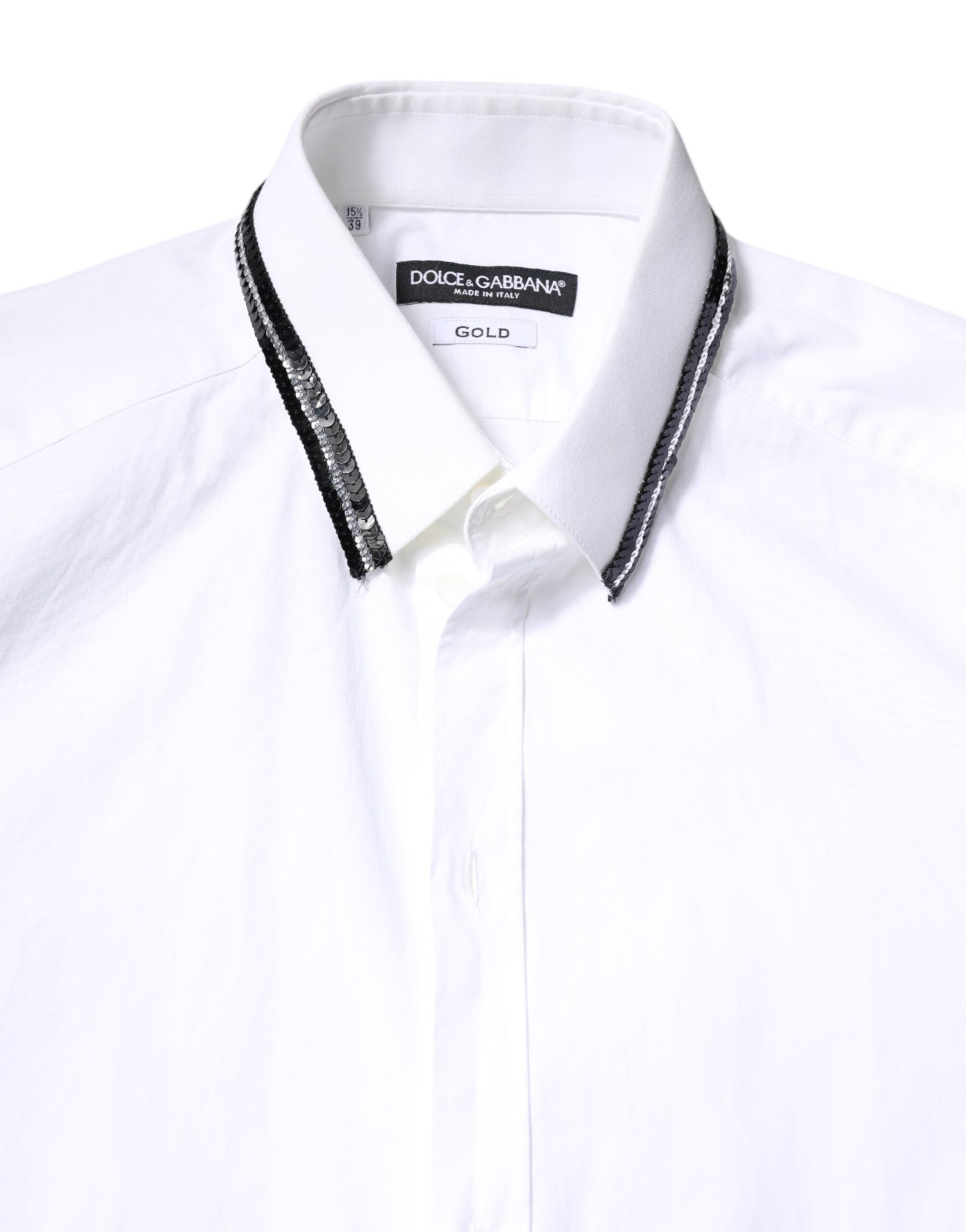 Dolce & Gabbana White Cotton GOLD Men's Dress Formal Shirt